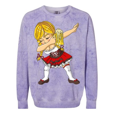 Dabbing German Girl Oktoberfest Colorblast Crewneck Sweatshirt