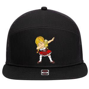 Dabbing German Girl Oktoberfest 7 Panel Mesh Trucker Snapback Hat