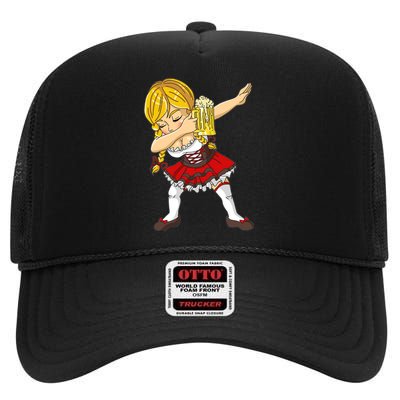 Dabbing German Girl Oktoberfest High Crown Mesh Back Trucker Hat