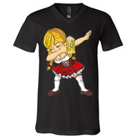 Dabbing German Girl Oktoberfest V-Neck T-Shirt