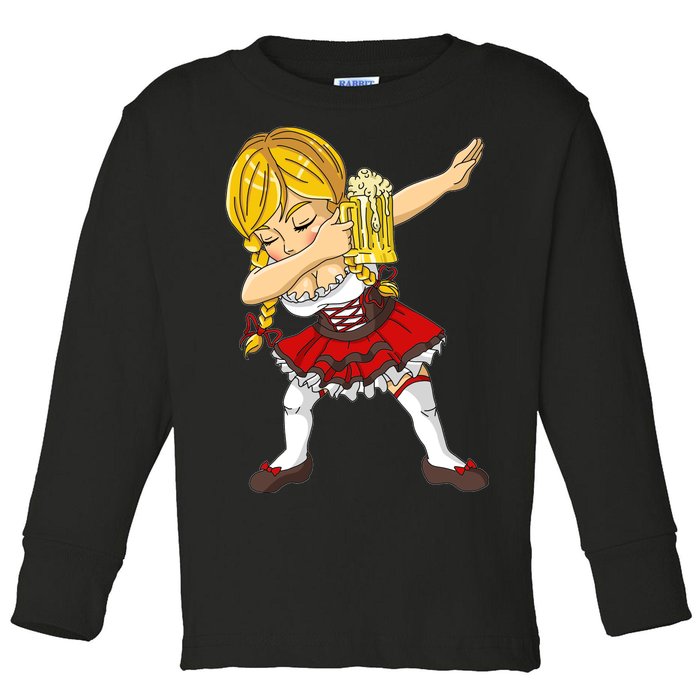 Dabbing German Girl Oktoberfest Toddler Long Sleeve Shirt