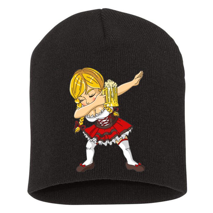 Dabbing German Girl Oktoberfest Short Acrylic Beanie