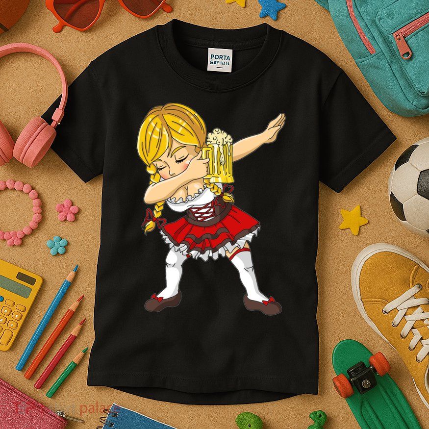 Dabbing German Girl Oktoberfest Kids T-Shirt