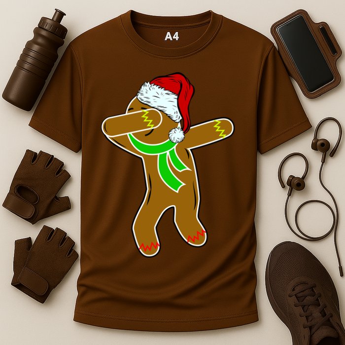 Dabbing Gingerbread Man Cooling Performance Crew T-Shirt