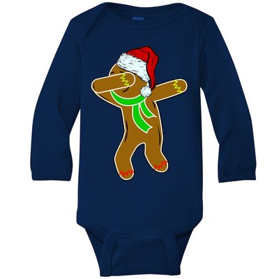 Dabbing Gingerbread Man Baby Long Sleeve Bodysuit