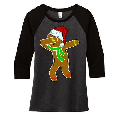 Dabbing Gingerbread Man Women's Tri-Blend 3/4-Sleeve Raglan Shirt