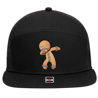 Dabbing Gingerbread Man Christmas  7 Panel Mesh Trucker Snapback Hat