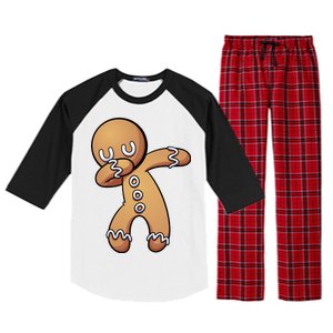 Dabbing Gingerbread Man Christmas  Raglan Sleeve Pajama Set