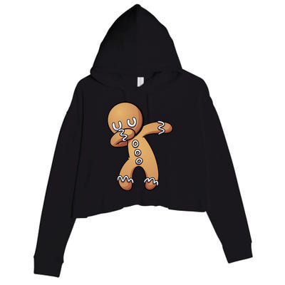 Dabbing Gingerbread Man Christmas  Crop Fleece Hoodie