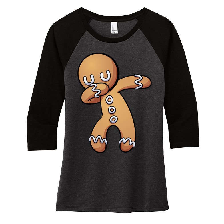 Dabbing Gingerbread Man Christmas  Women's Tri-Blend 3/4-Sleeve Raglan Shirt
