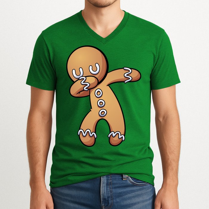 Dabbing Gingerbread Man Christmas  V-Neck T-Shirt
