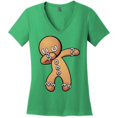 Dabbing Gingerbread Man Christmas  Women's V-Neck T-Shirt