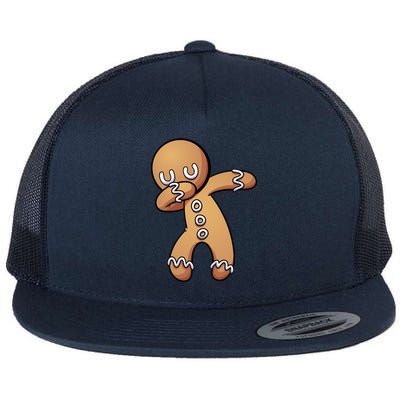 Dabbing Gingerbread Man Christmas  Flat Bill Trucker Hat