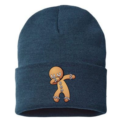 Dabbing Gingerbread Man Christmas  Sustainable Knit Beanie