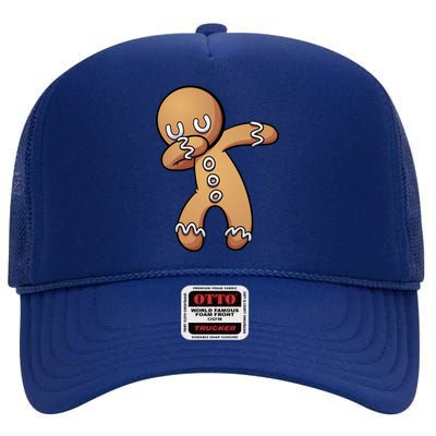 Dabbing Gingerbread Man Christmas  High Crown Mesh Back Trucker Hat