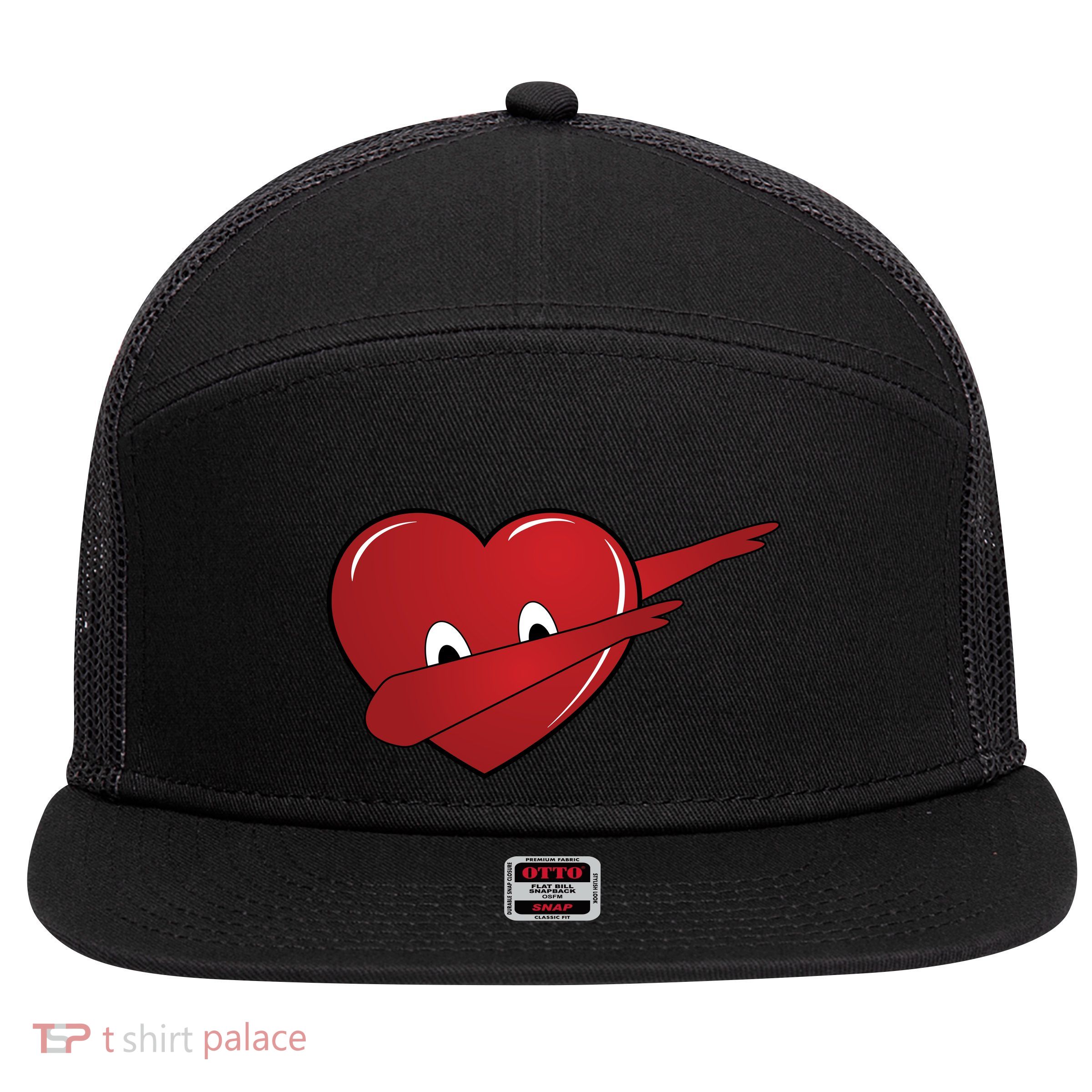 Dabbing Heart 7 Panel Mesh Trucker Snapback Hat