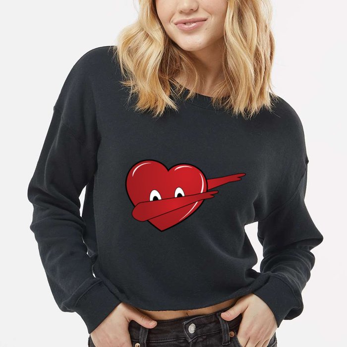 Dabbing Heart Cropped Pullover Crew