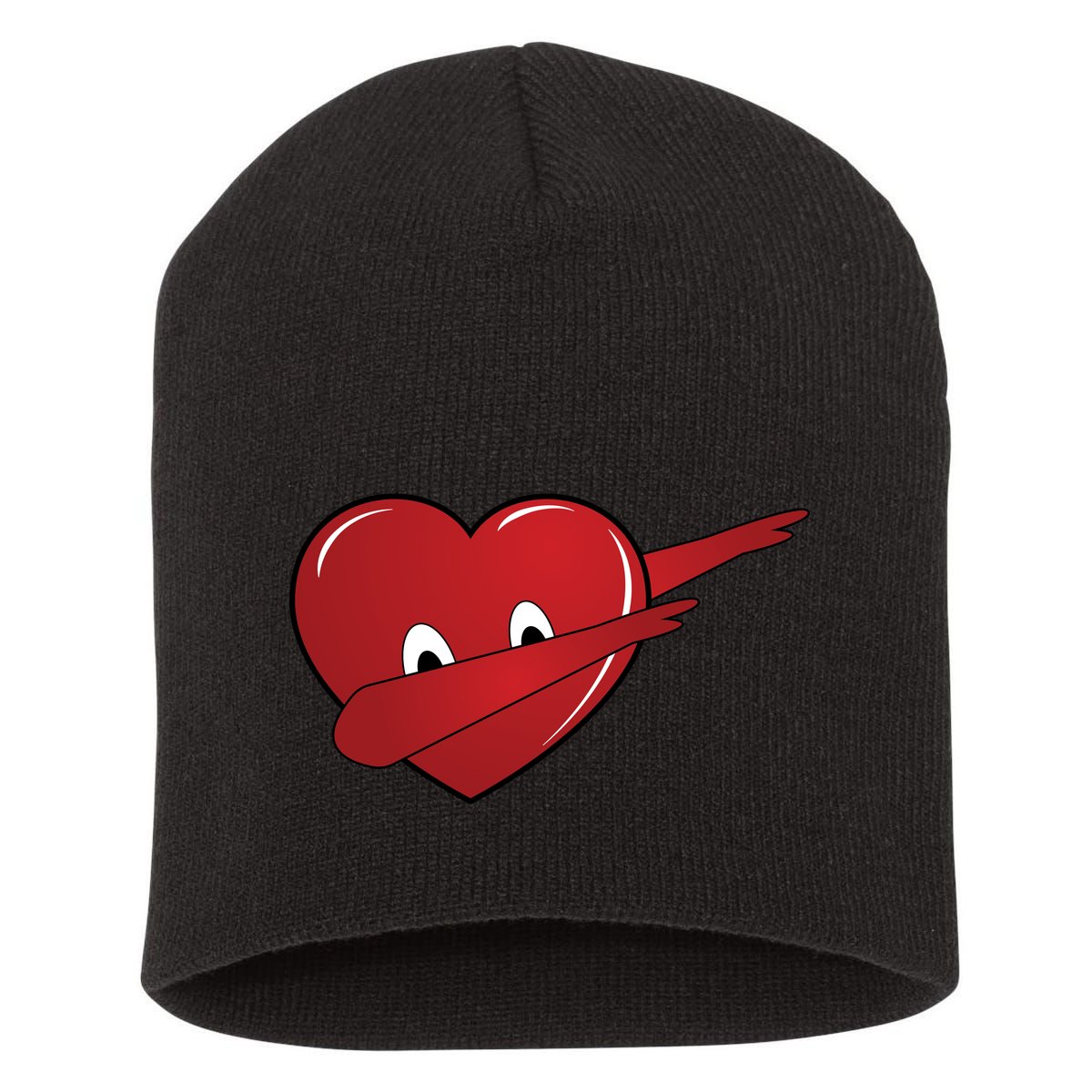 Dabbing Heart Short Acrylic Beanie
