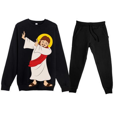 Dabbing Jesus  Premium Crewneck Sweatsuit Set