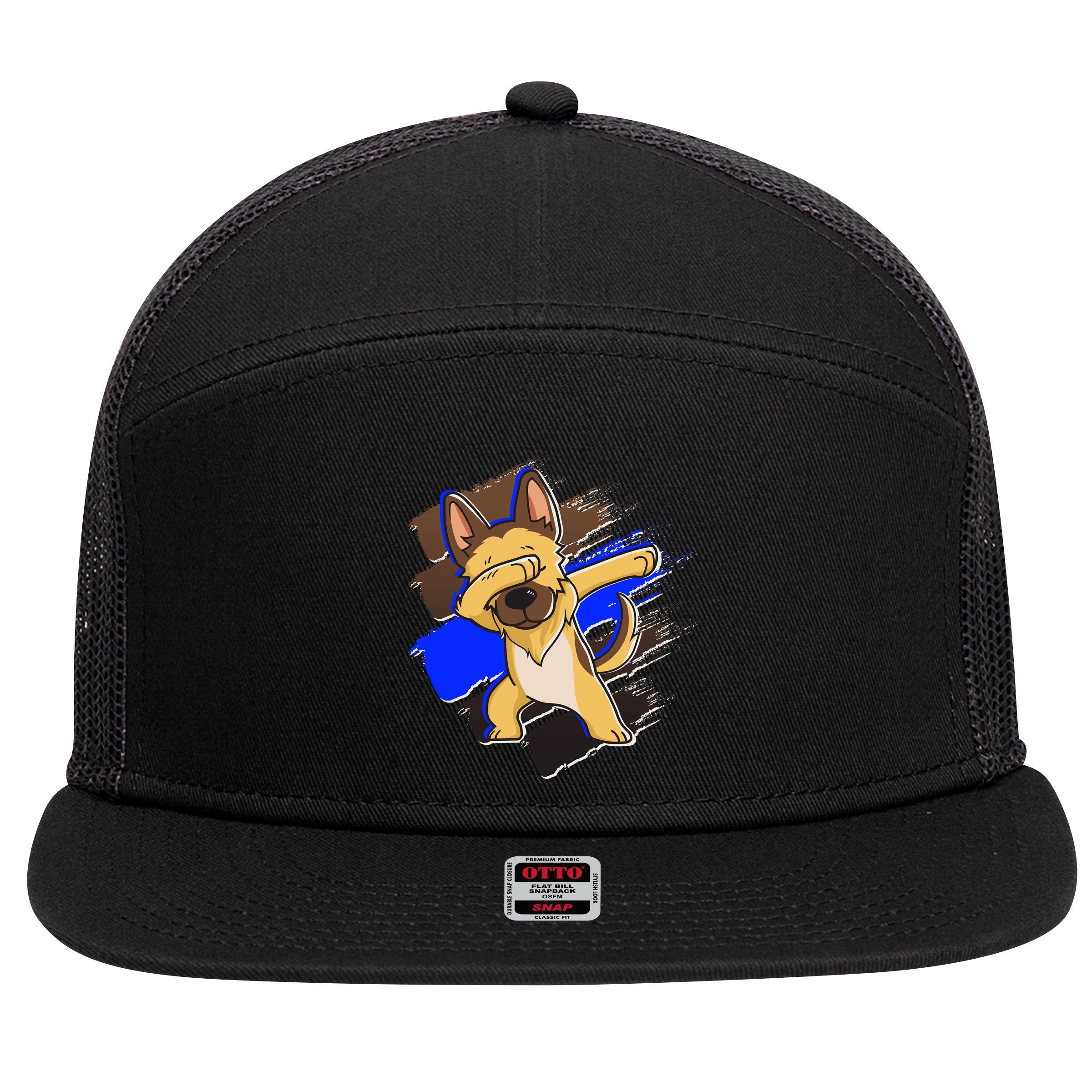Dabbing K-9 Blue Police Thin Line 7 Panel Mesh Trucker Snapback Hat
