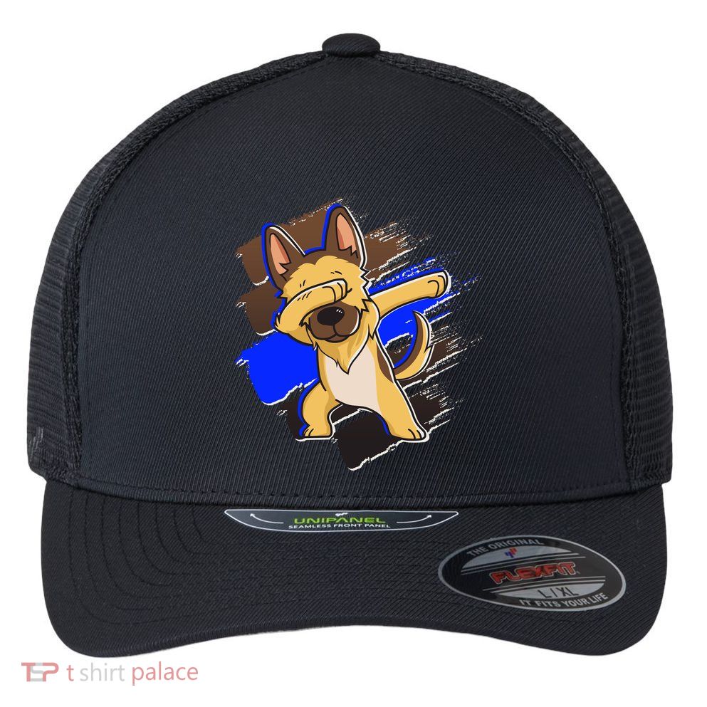 Dabbing K-9 Blue Police Thin Line Flexfit Unipanel Trucker Cap