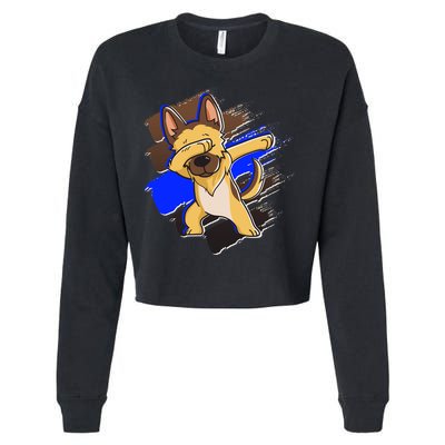 Dabbing K-9 Blue Police Thin Line Cropped Pullover Crew