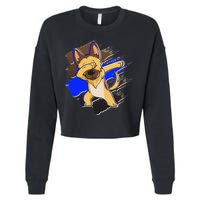 Dabbing K-9 Blue Police Thin Line Cropped Pullover Crew