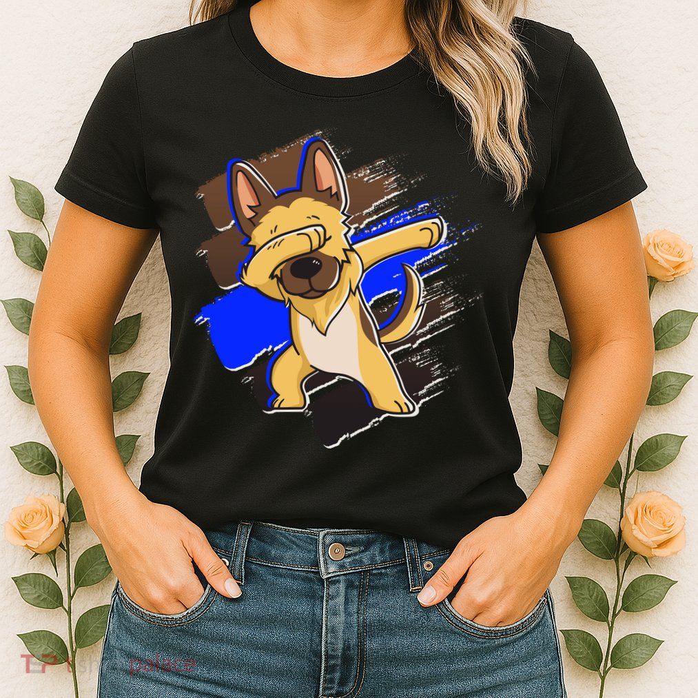 Dabbing K-9 Blue Police Thin Line Womens T-Shirt