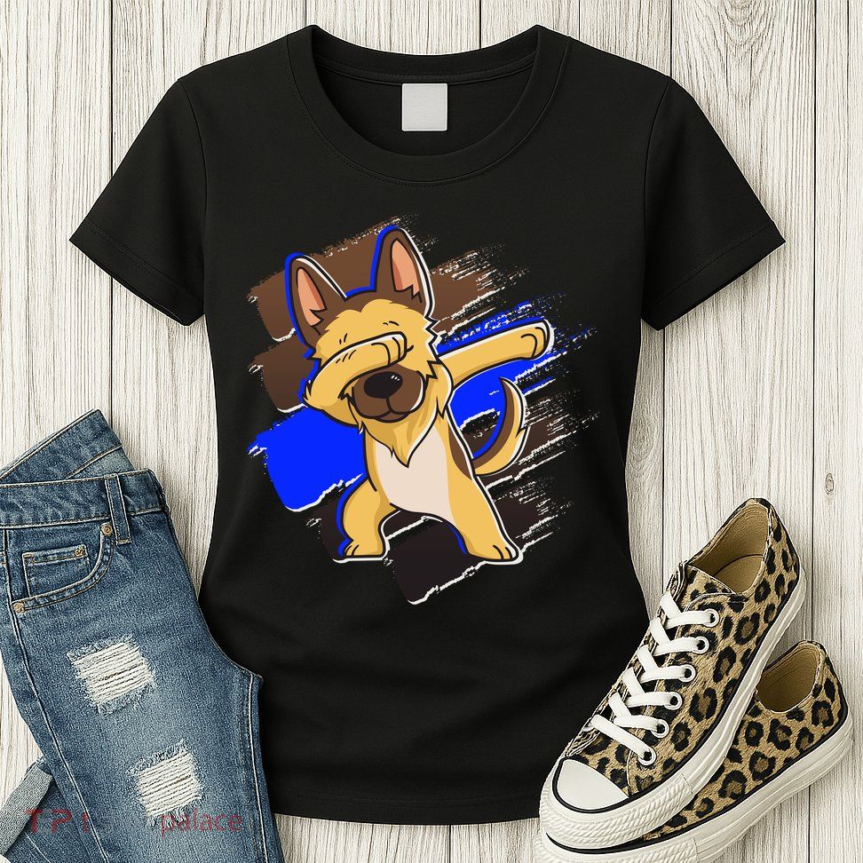 Dabbing K-9 Blue Police Thin Line Womens T-Shirt