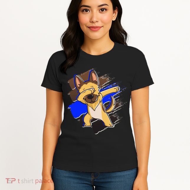 Dabbing K-9 Blue Police Thin Line Womens T-Shirt