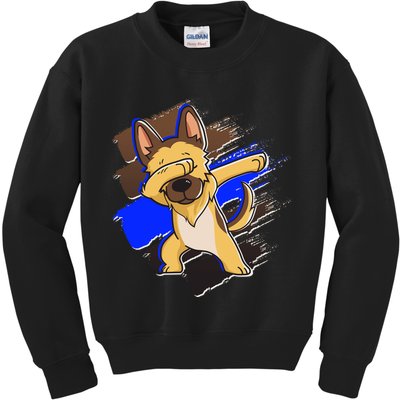 Dabbing K-9 Blue Police Thin Line Kids Sweatshirt