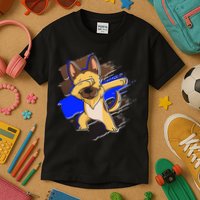 Dabbing K-9 Blue Police Thin Line Kids T-Shirt