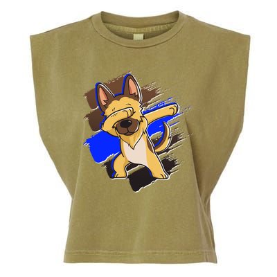 Dabbing K-9 Blue Police Thin Line Garment-Dyed Women's Muscle Tee