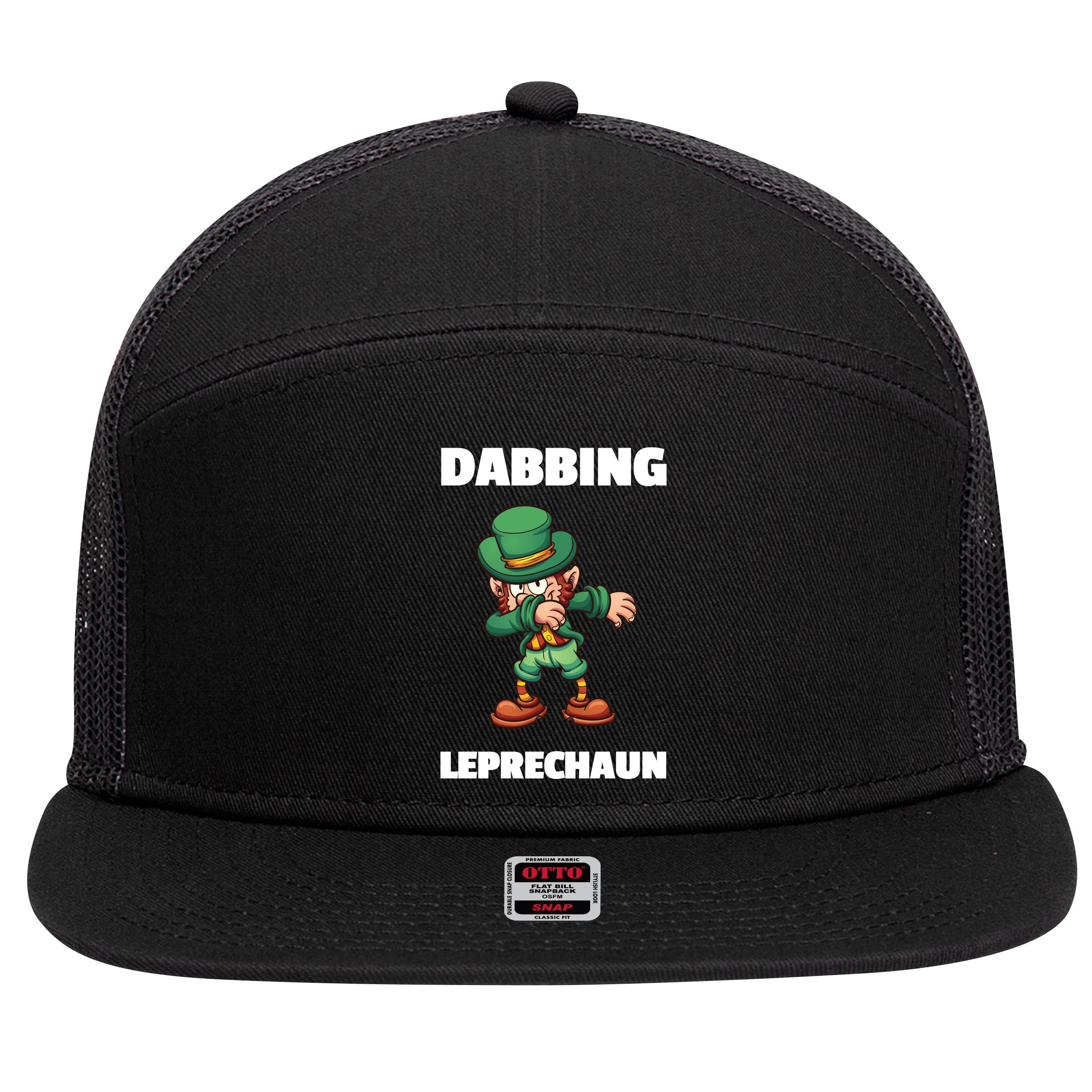 Dabbing Leprechaun 7 Panel Mesh Trucker Snapback Hat
