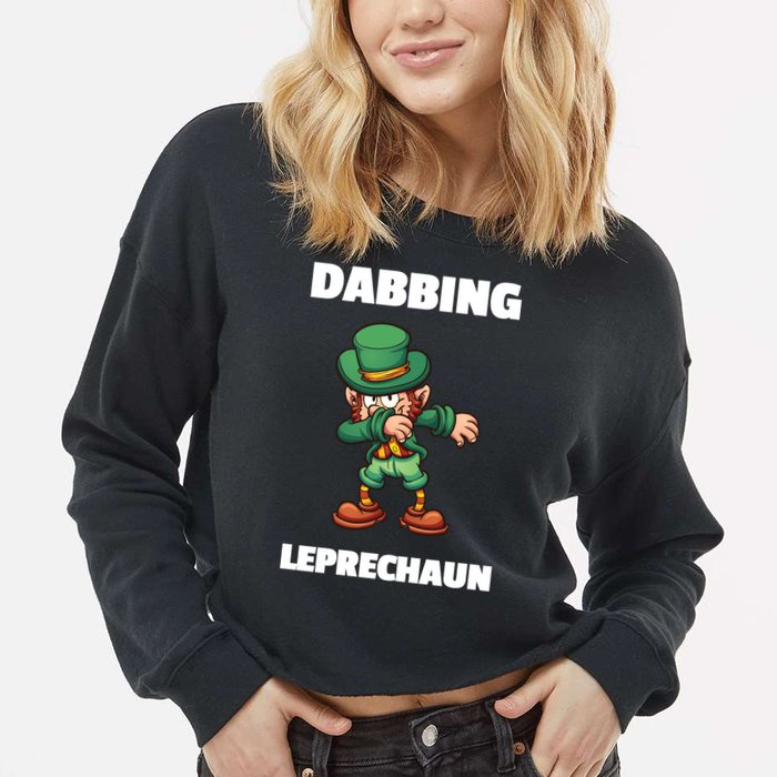 Dabbing Leprechaun Cropped Pullover Crew