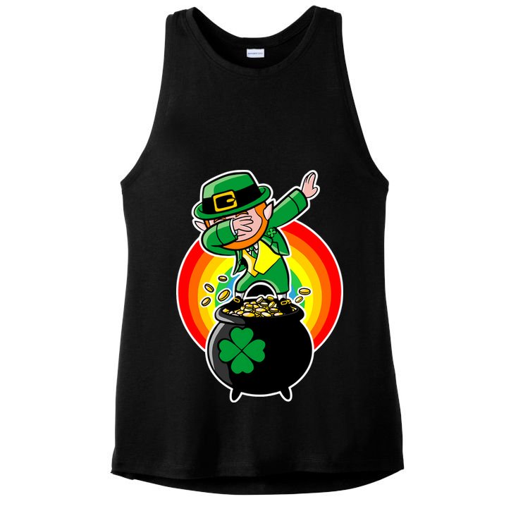 Dabbing Leprechaun Funny Irish Dab St. Patrick's Day Ladies PosiCharge Tri-Blend Wicking Tank