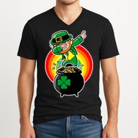 Dabbing Leprechaun Funny Irish Dab St. Patrick's Day V-Neck T-Shirt