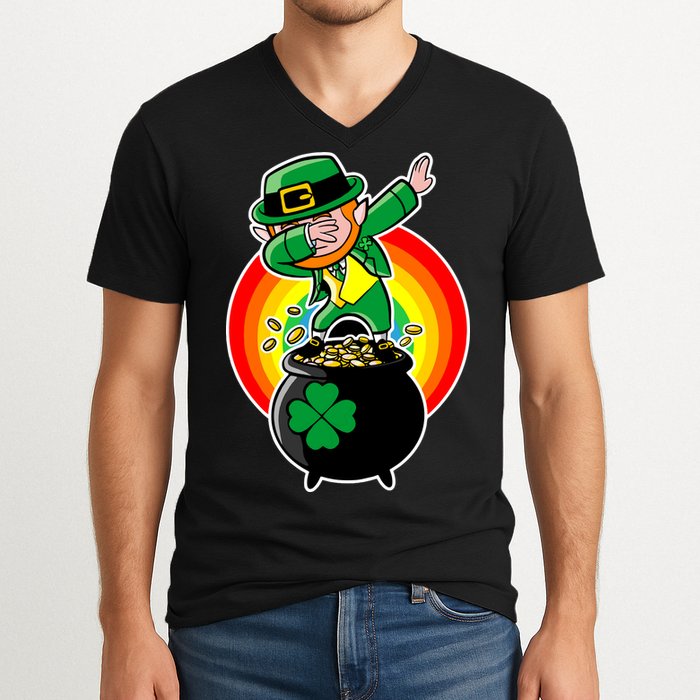 Dabbing Leprechaun Funny Irish Dab St. Patrick's Day V-Neck T-Shirt
