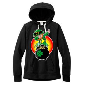 Dabbing Leprechaun Funny Irish Dab St. Patrick's Day Women's Fleece Hoodie