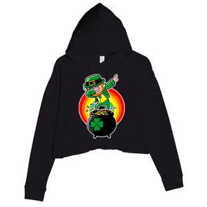 Dabbing Leprechaun Funny Irish Dab St. Patrick's Day Crop Fleece Hoodie