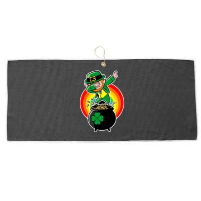 Dabbing Leprechaun Funny Irish Dab St. Patrick's Day Large Microfiber Waffle Golf Towel