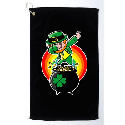 Dabbing Leprechaun Funny Irish Dab St. Patrick's Day Platinum Collection Golf Towel