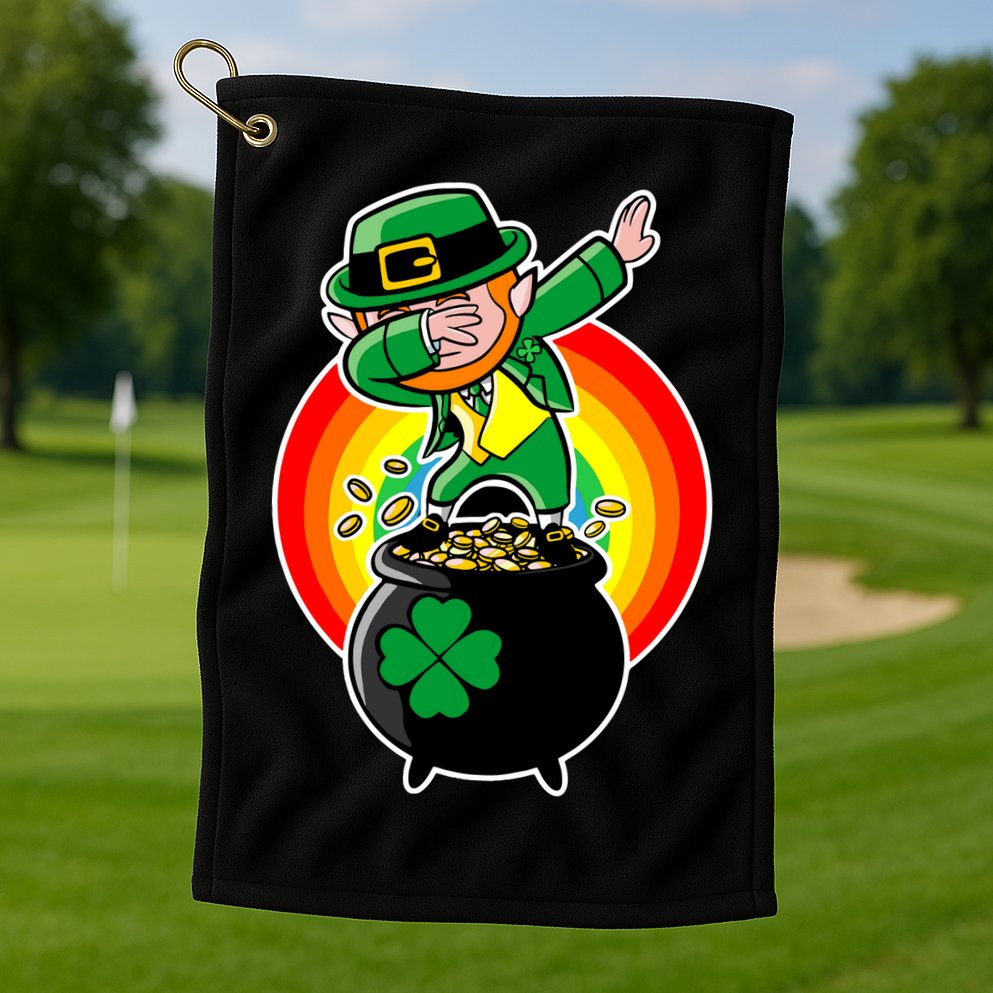 Dabbing Leprechaun Funny Irish Dab St. Patrick's Day Golf Towel