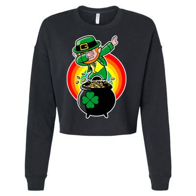 Dabbing Leprechaun Funny Irish Dab St. Patrick's Day Cropped Pullover Crew