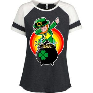 Dabbing Leprechaun Funny Irish Dab St. Patrick's Day Enza Ladies Jersey Colorblock Tee