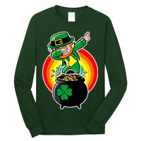 Dabbing Leprechaun Funny Irish Dab St. Patrick's Day Long Sleeve Shirt