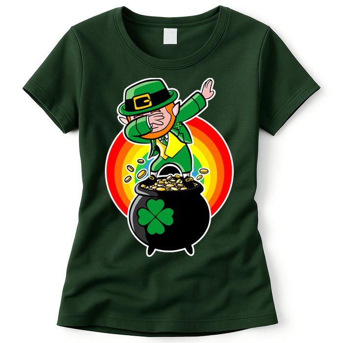 Dabbing Leprechaun Funny Irish Dab St. Patrick's Day Womens T-Shirt