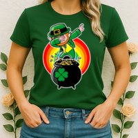 Dabbing Leprechaun Funny Irish Dab St. Patrick's Day Womens T-Shirt