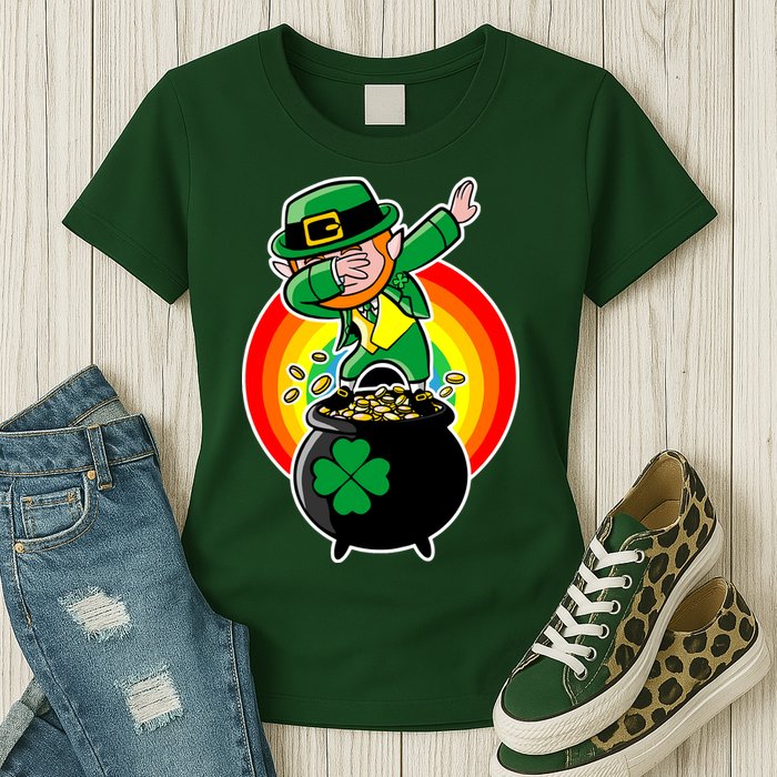 Dabbing Leprechaun Funny Irish Dab St. Patrick's Day Womens T-Shirt