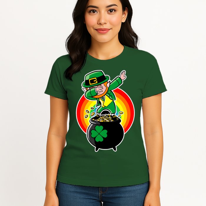 Dabbing Leprechaun Funny Irish Dab St. Patrick's Day Womens T-Shirt